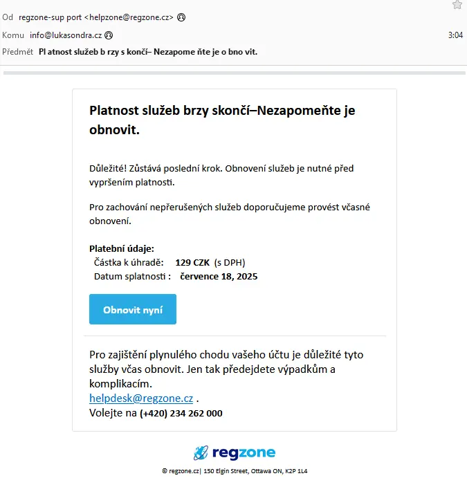Fraudulent email