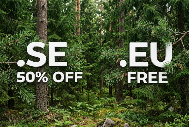 Logo Get a discounted Swedish domain and receive a European one as a gift
