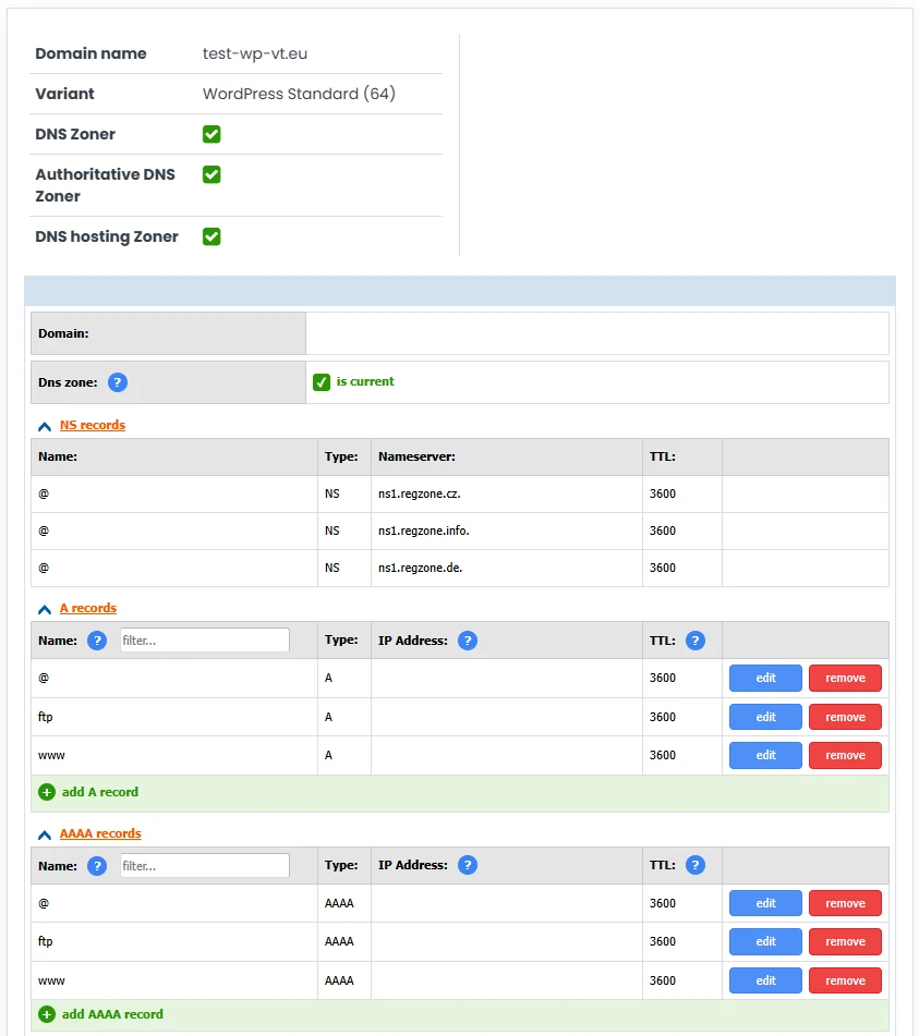 New DNS user interface on RegZone